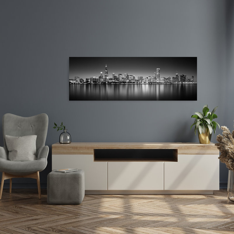 Reflet des gratte-ciels dans un lac, lac Michigan, composite numérique, Chicago, Cook County, Illinois, Abstract Contemporary Architecture City ...