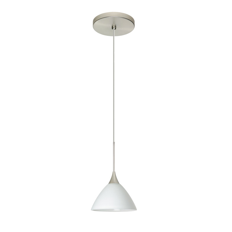 Pownal 1 - Light Single Pendant, White, Satin Nickel, Halogen