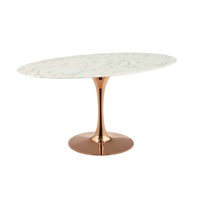  Table de salle à manger en marbre artificiel Lippa, Doré, Noir, H 29,5 po x L 36 po x l 35,5 po