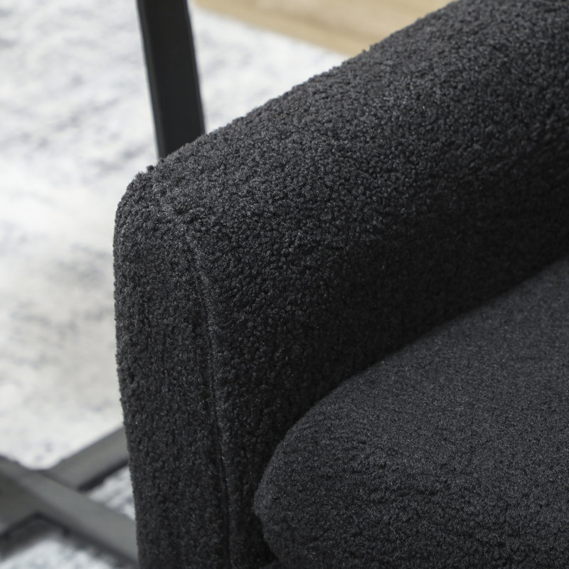 Chaise d'appoint rembourrée avec pieds en bois Teddy, Noir