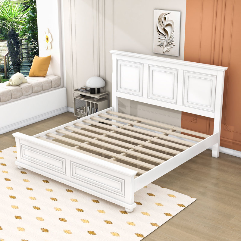 Panel Bed with Headboard and Slats, Rich Brown, Queen