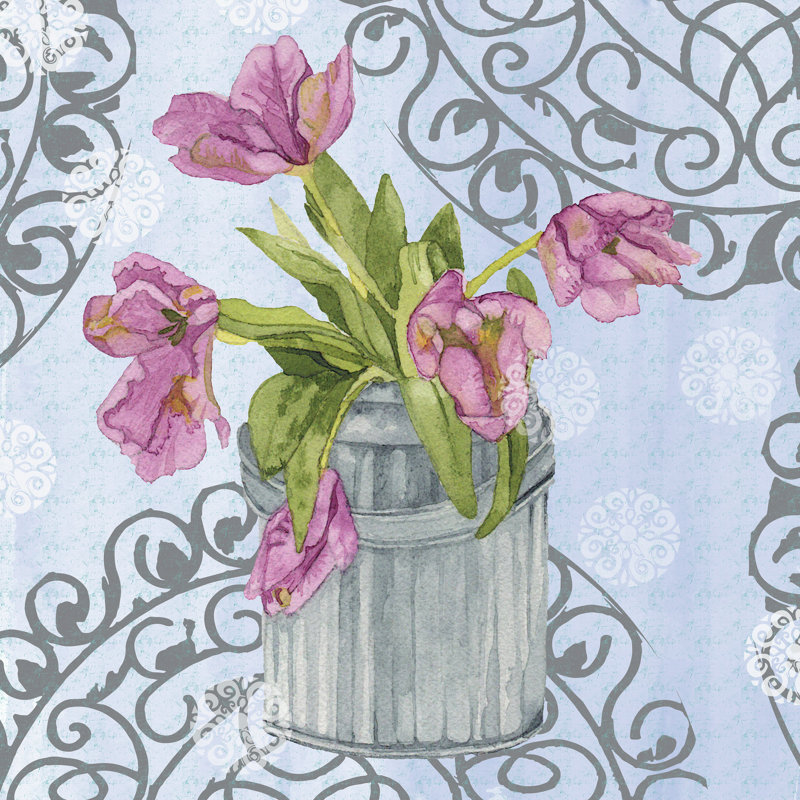Garden Gate Flowers I by Leslie Mark - Wrapped Canvas Print, 30cm H x 30cm W