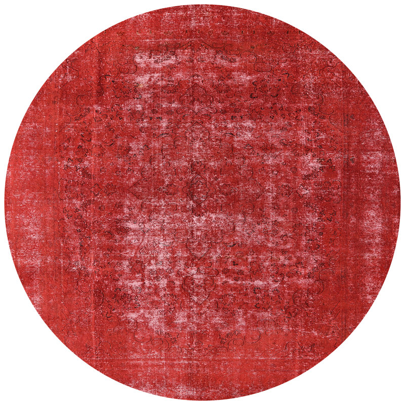 Tapis de style oriental rouge, Rond 6 pi