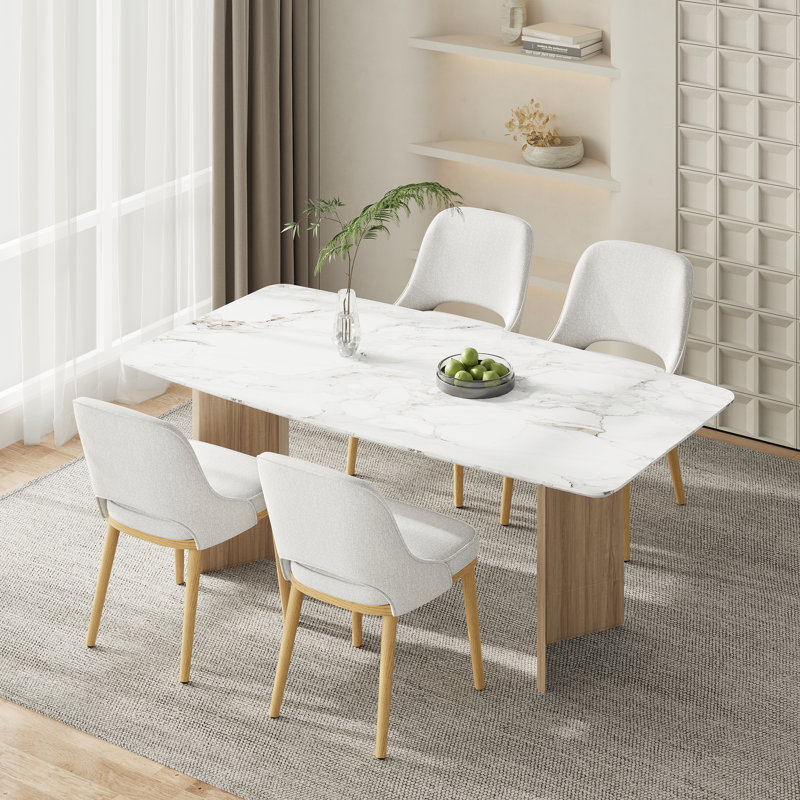 49cm H Fabric Upholstered Side Chair in Beige, Beige, 4