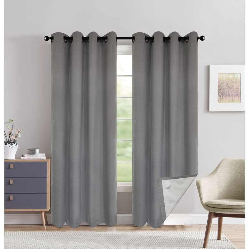 Panneau de rideau simple occultant de couleur unie Rowena, Gris foncé