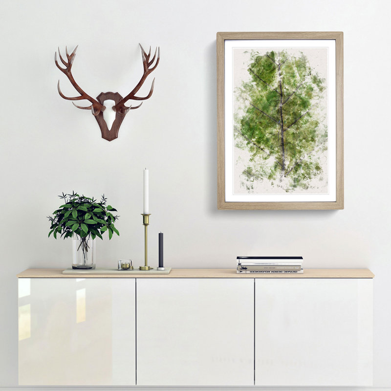 Leaf Lines - Framed Print, 87cm H x 62cm W x 2cm D, Oak Framed