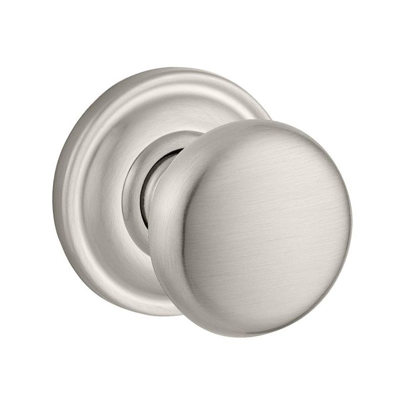 Round Double Dummy Door Knob with Traditional Round Rose, Satin Nickel