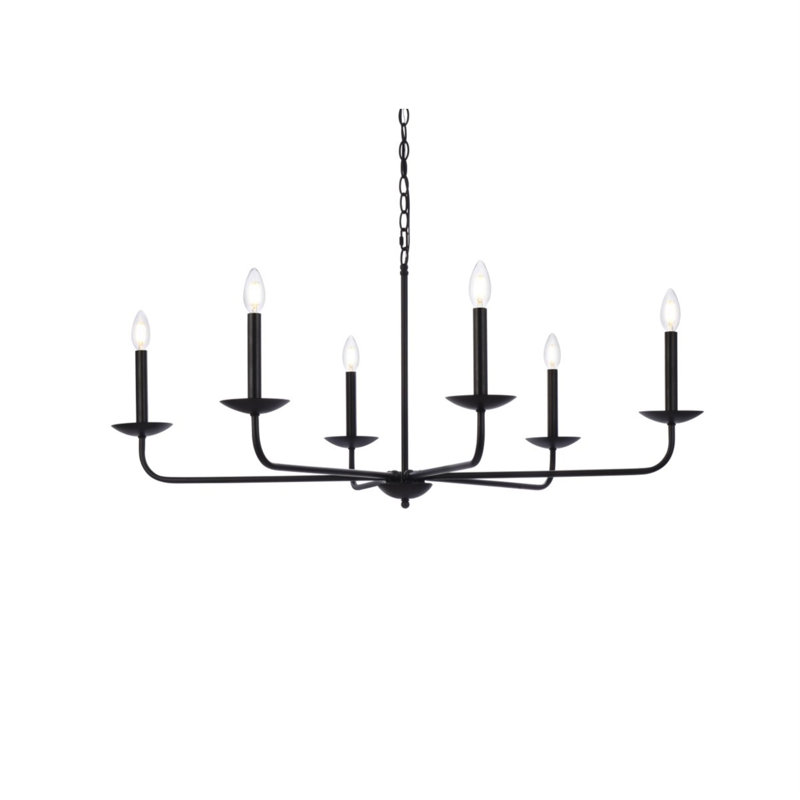 Baltray 6-Light Chandelier, Noir, H 18,5 po x l 42 po x P 42 po