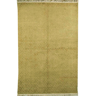 Tibetan Wool Geometric Area Rug in Green