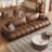 Brown Genuine Leather Modular Sofa