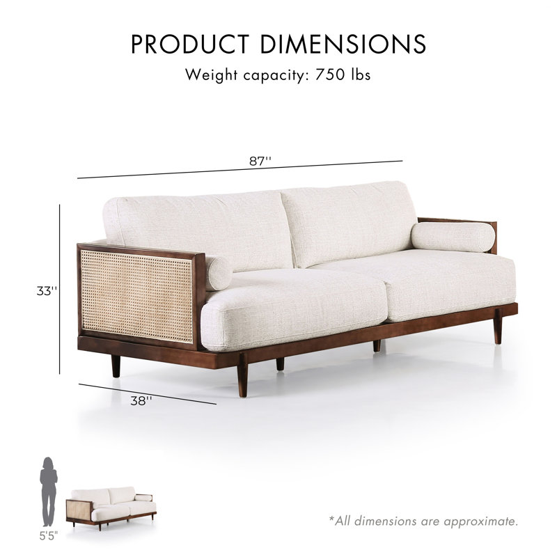 Length Sofa, Walnut, 33" H x 87" W x 38" D