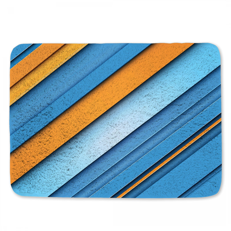 Abstract Bath Mat Blue Bathroom Decor Orange, 34" L x 21" W