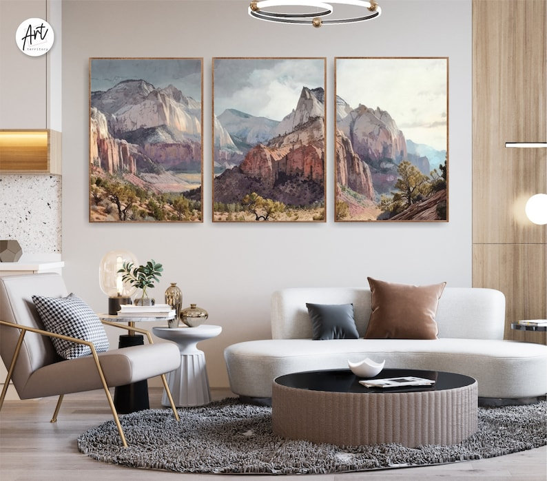 Ensemble de 3 imprimés Zion National Park, Affiche non encadrée, H 30 po x l 72 po