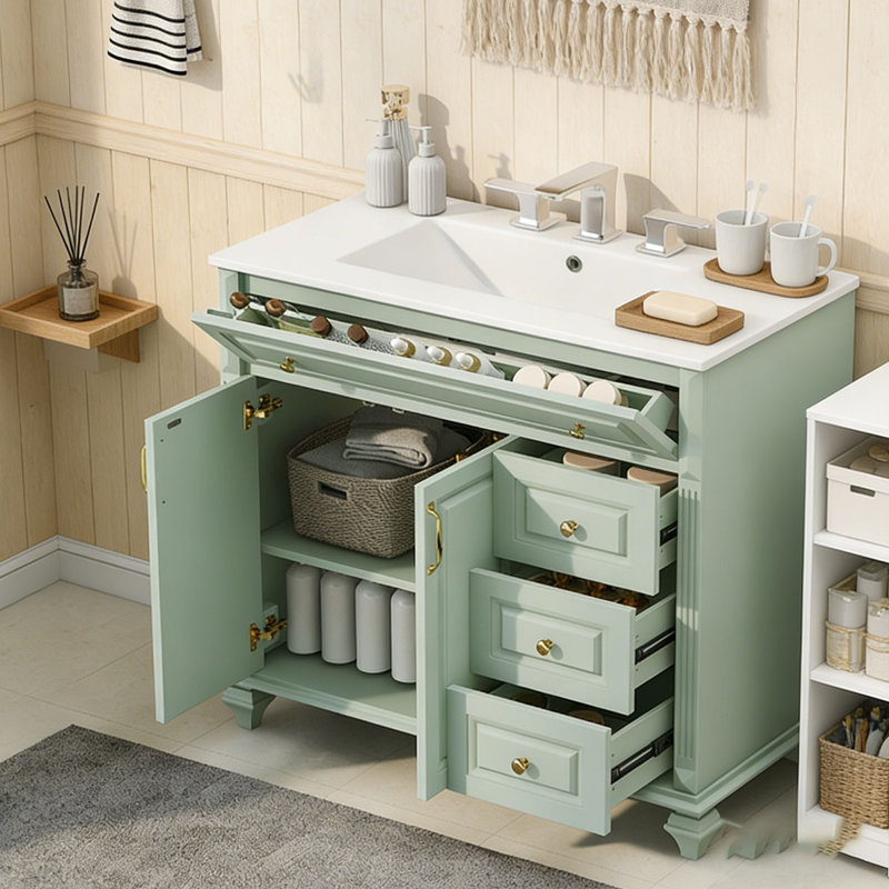 Meuble-lavabo 36 po avec lavabo, Vert