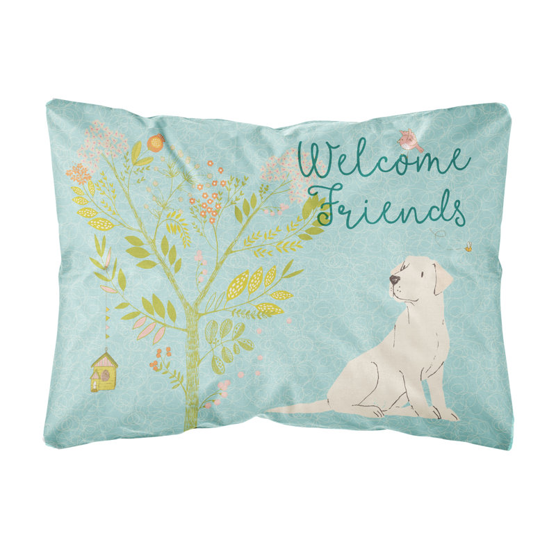  Coussin intérieur / extérieur Welcome Friends Labrador Retriever, Beige