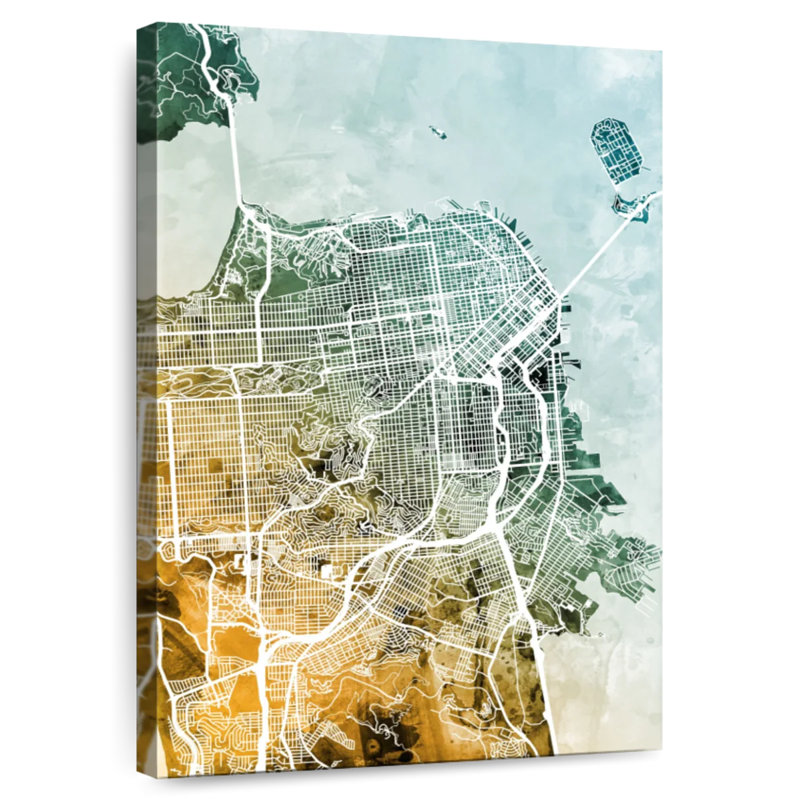 Aliaz San Francisco City Street Map III, 24" H x 16" W
