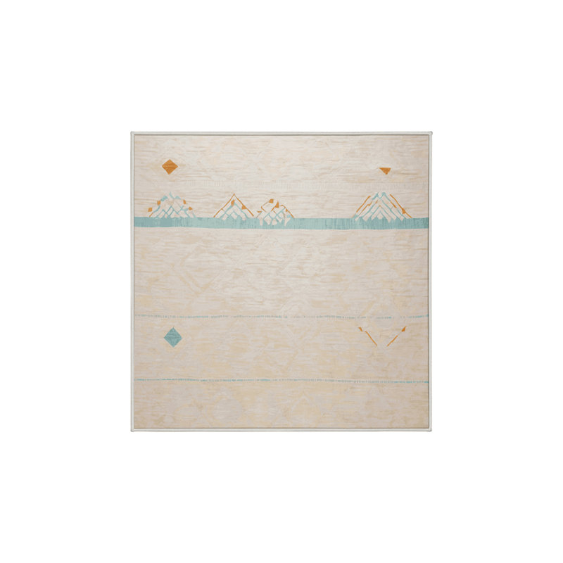 Machine Washable Beige Area Rug, Square 4'