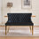 Banc de salle à manger en velours capitonné avec pieds plaqués or, banc Mid-Century moderne, 2 places, noir