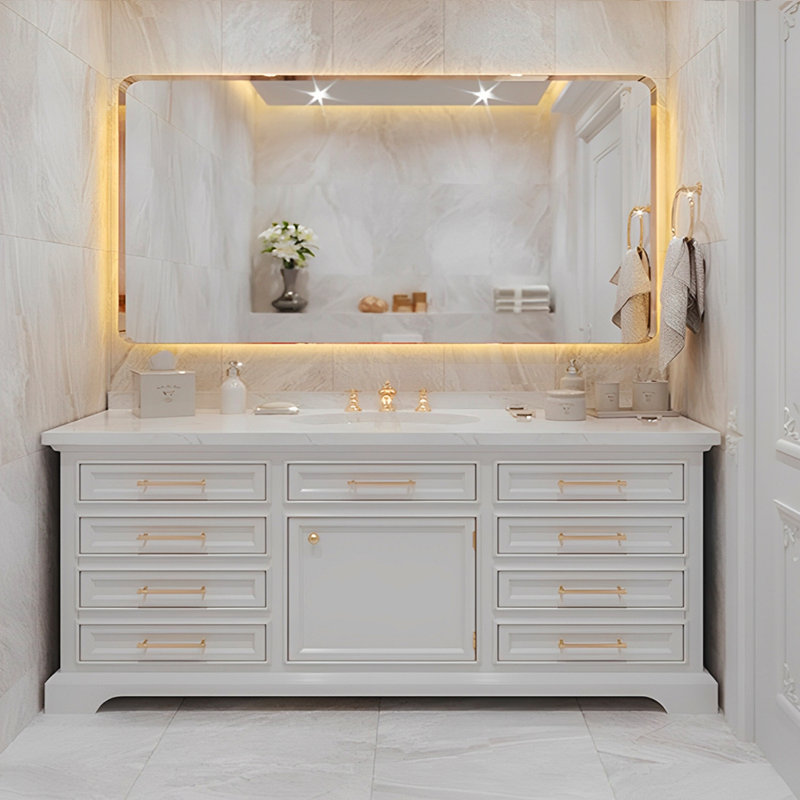 Nordic style luxury bathroom cabinet, 31.5" H x 63" W x 21.3" D