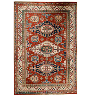 Tapis oriental en laine noué à la main en brun / rouge