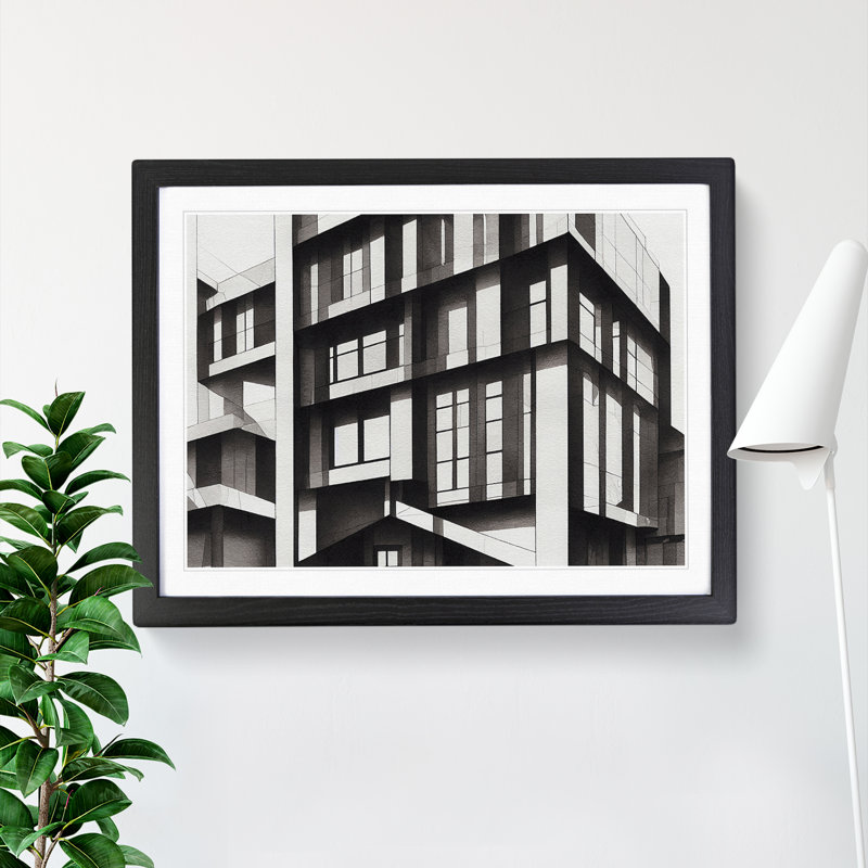 Desirable Modern Architecture - Single Picture Frame Print, Black, 46cm H x 64cm W x 2cm D