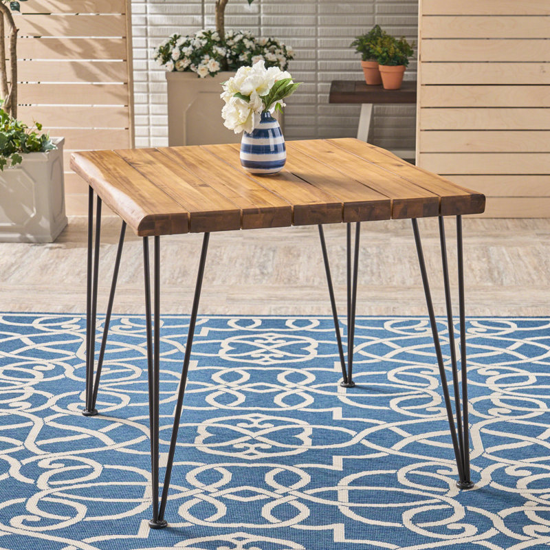 Table de salle à manger robuste pour l'extérieur - 32,5 po en bois et eau