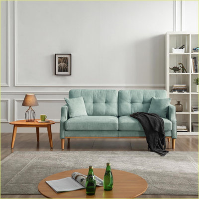 Sofas 3-Seater Modern Sofa with USB Ports, Waterproof Fabric | Navy Blue | Polyester Fabric