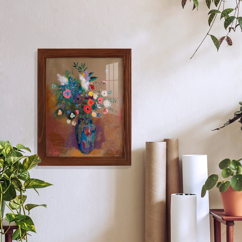 Bouquet de fleurs - encadré, H 11 po x l 9 po x P 1 po, Châtaigne