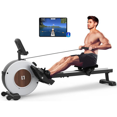 Home Folding Rowing Machine, Rowing Machine, Magnetic Rowing Machine, 16-level Adjustable Resistance, Equipped with LCD Display, Upgraded Smooth Dual Slide Rails, Space-saving Vertical Storage