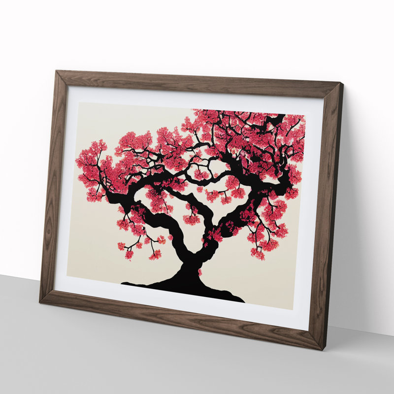 Bright Cherry Blossom Tree - Single Picture Frame Print, 34cm H x 46cm W x 2cm D, Walnut Framed