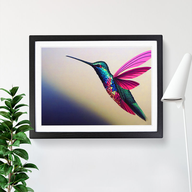 Lovely Hummingbird - Single Picture Frame Print, Black, 46cm H x 64cm W