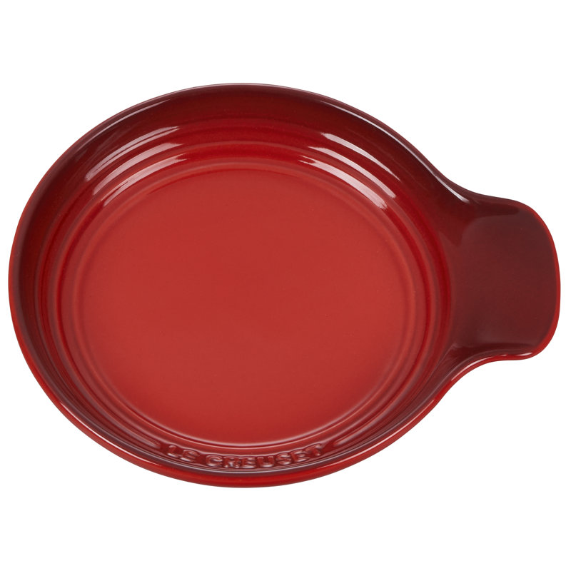 Cerise Red Ceramic Spoon Rest for Kitchen Utensils