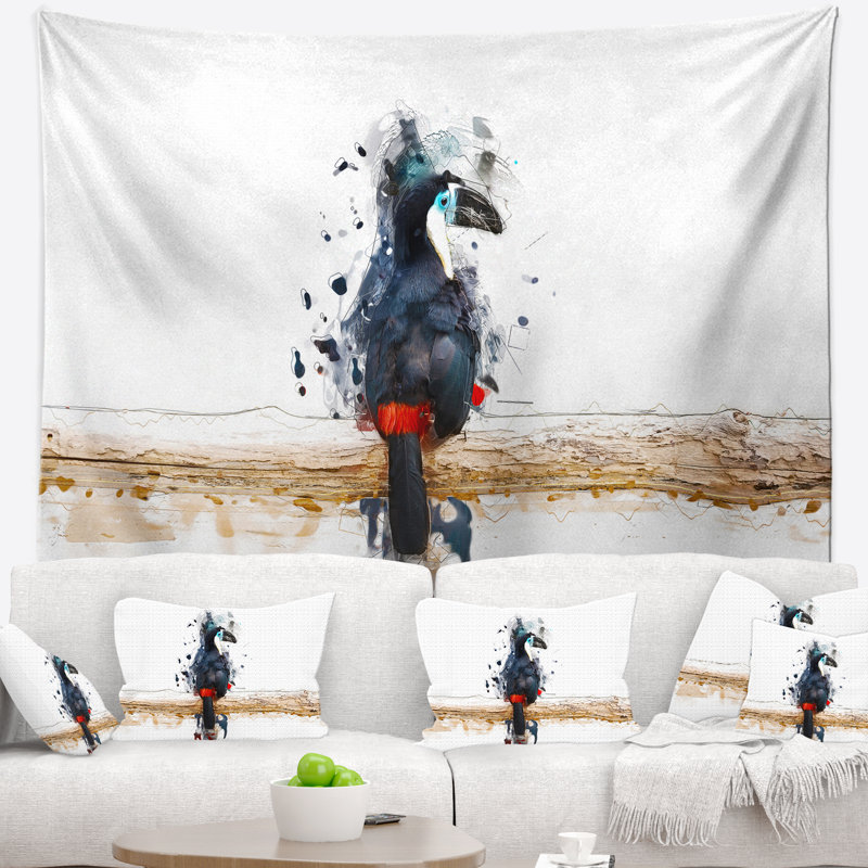 Tapisserie toucan on the branch, H 78 po x l 92 po