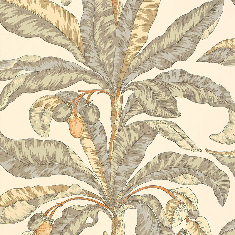 Blair House Palm Wallpaper, Vanilla/Aqua