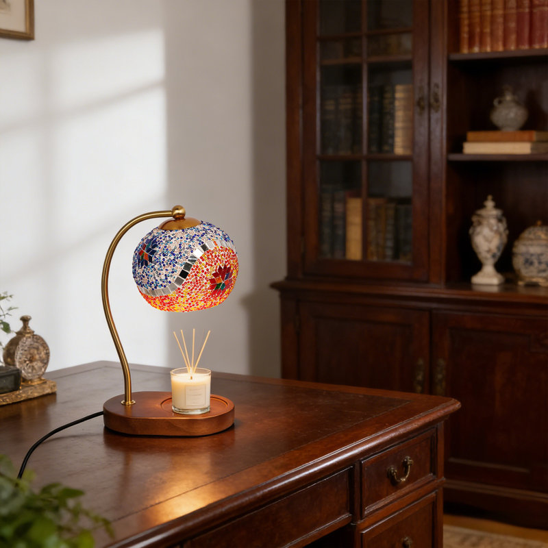 12" Vintage Dimmable Table Lamp With Mosaic Glass (Bulb Include)