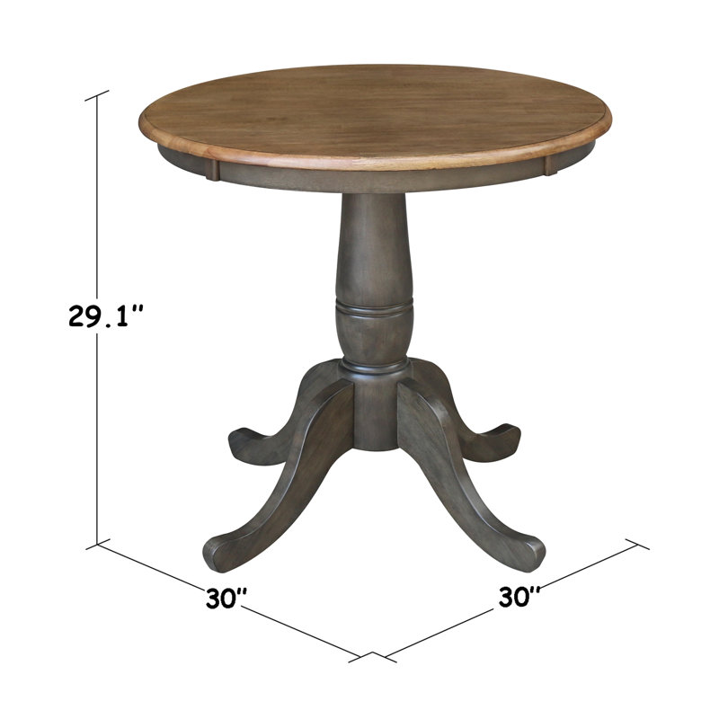 Ensemble de salle à manger en bois massif pour 2 personnes Bernuth, H 29,1 po x L 30 po x l 30 po, Hickory / charbon délavé