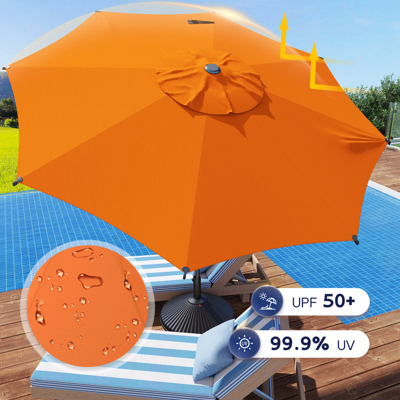 Parasol de marché à manivelle Lyon, L 108 po x P 108 po, Orange