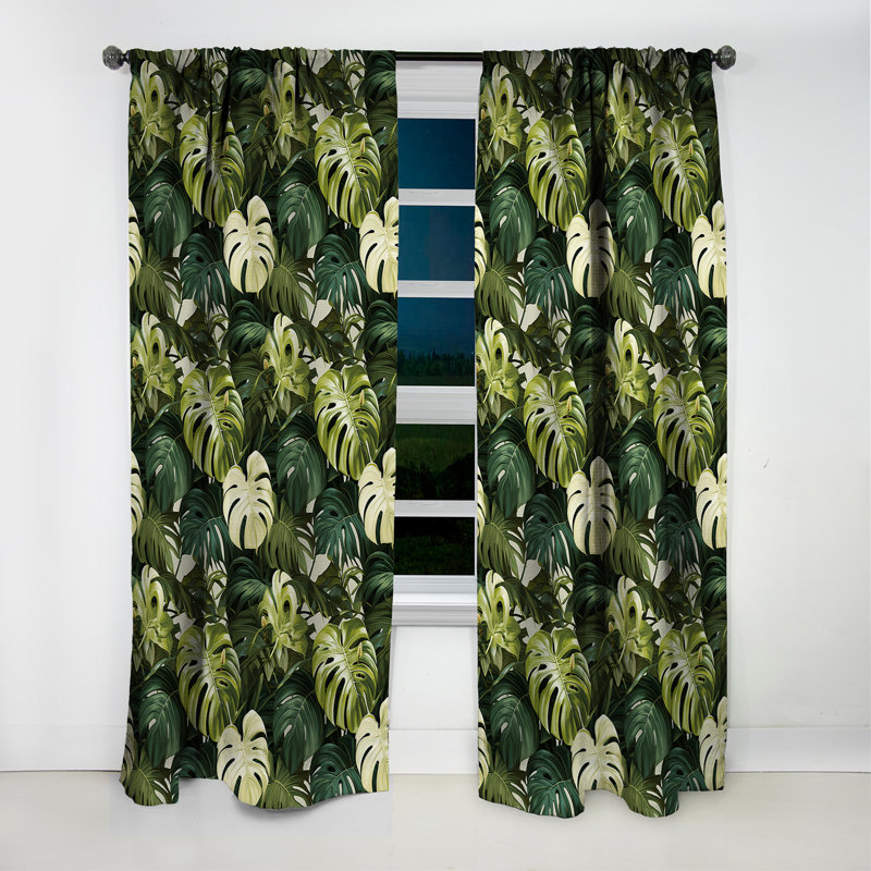 Monstera Elegance Tropical Motif I - Rideau floral - Rideau occultant floral - 1 panneau, L 52 po x L 95 po