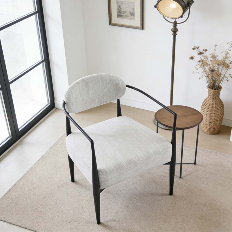 Fauteuil d'appoint moderne rembourré, Beige, noir