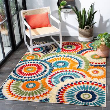 Weyland Floral Power Loom Blue/Orange Indoor/Outdoor Patio Rug World Menagerie Rug Size: Rectangle 12' x 15