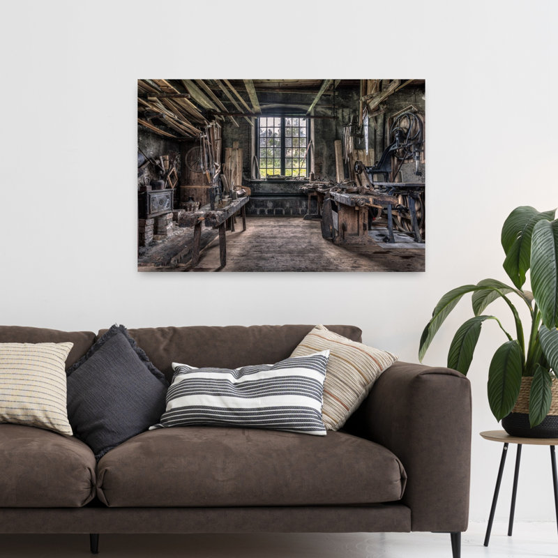 Art contemporain, rétro, industriel, rétro, architecture, paysage, H 32 po x l 48 po
