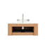 Meuble-lavabo de salle de bain 36 po avec lavabo en cristal transparent de couleur naturelle, lavabo rond à fermeture en douceur, tiroir, système, grand espace de rangement