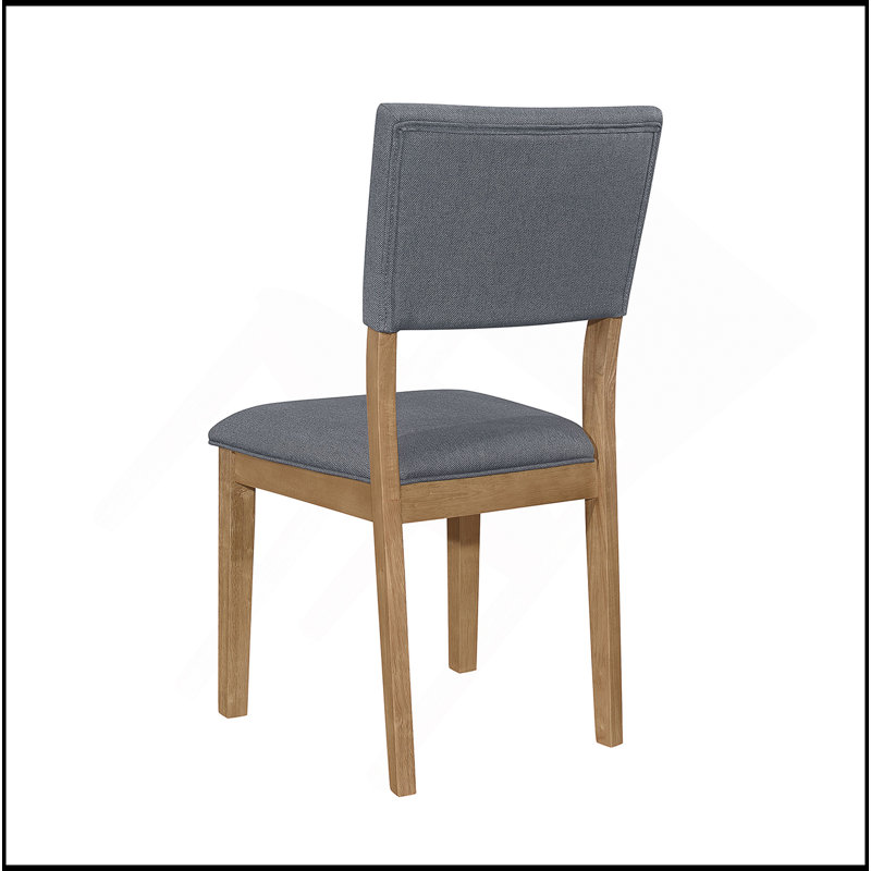 Ensemble de 2 chaises de salle à manger rembourrées en tissu bleu, brun