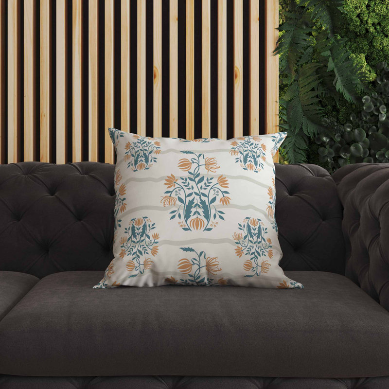 Sophisticated Floral Indoor/Outdoor Pillow, Square 16", Orange