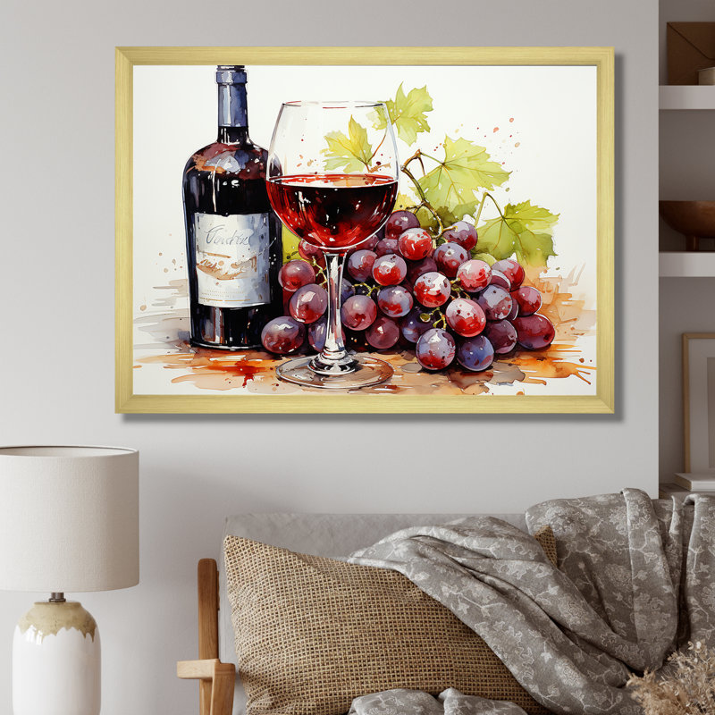 «Balayage de bourgogne bordeaux», art mural vin, Cadre doré à coins fermés, H 30 po x l 40 po x P 1,5 po