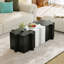 Ensemble de 3 tables de casse-tête artistiques, tables d'appoint modulaires avec emboîtement (2 convexes et 1 concave), noir et blanc-1224794078-1182466793