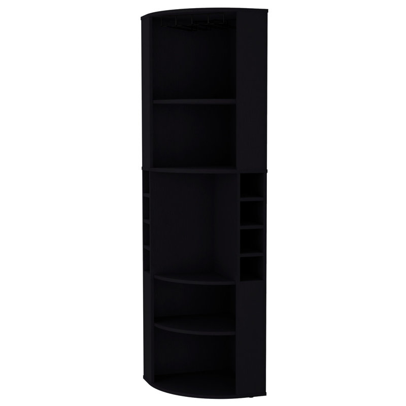 Grande armoire de bar d'angle à grandes tablettes - en bois, pouvant contenir des verres et des spiritueux, rehaussant la fonctionnalité du salon