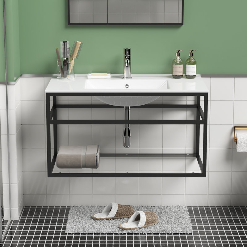 Babbit 35.83'' Single Bathroom Vanity with Ceramic Top