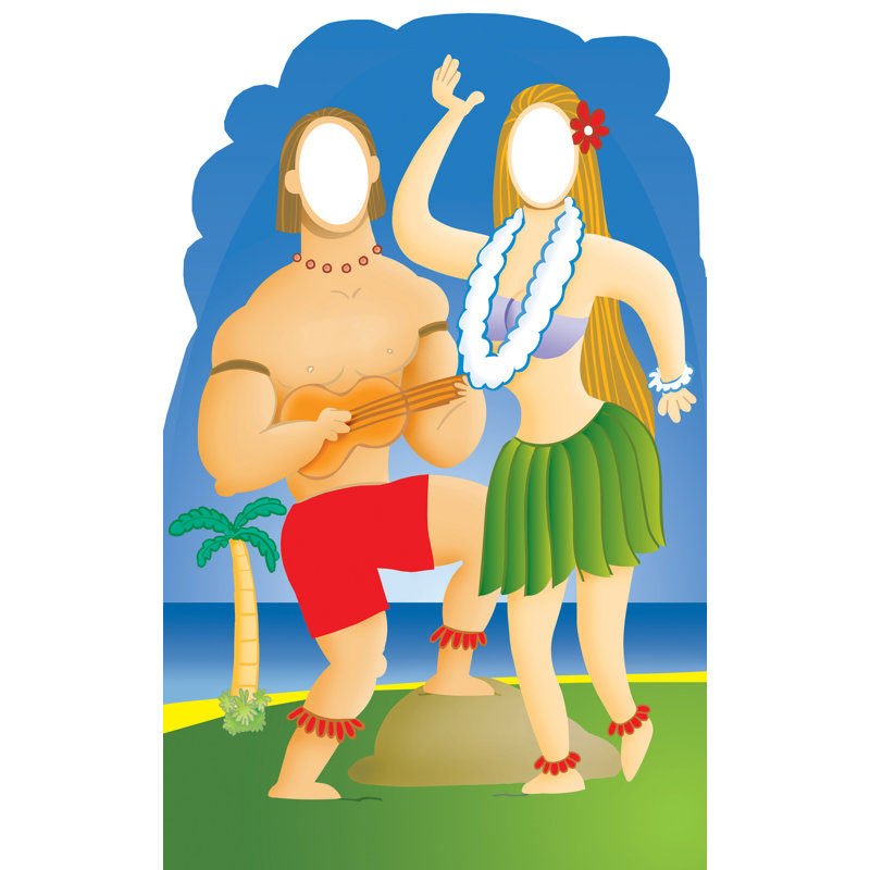 Life-Size Hawaiian Couple Cardboard Stand-In with Ukulele