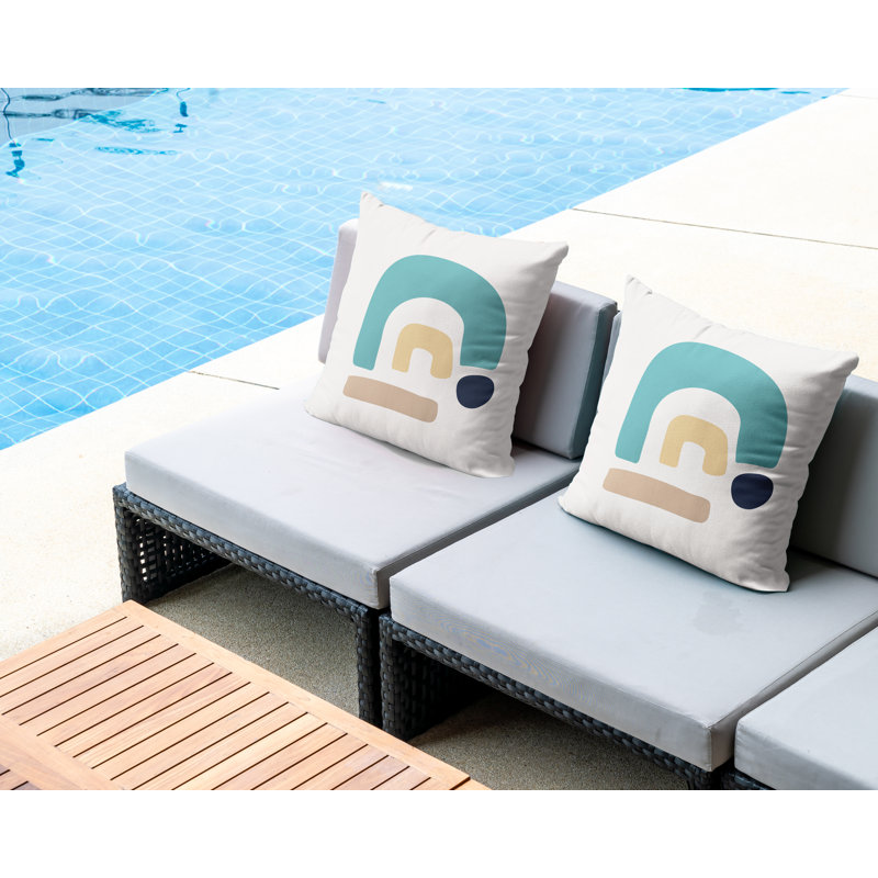 Jeté carré en polyester / mélange de polyester intérieur / extérieur, L 15 po x H 15 po, Turquoise